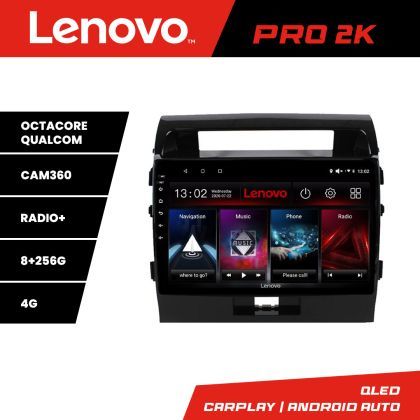 Navigatie Toyota LandCruiser 2008-2015 Lenovo Kit-381 8 core QLED 2K 8+256 360 Android Waze USB Navigatie Internet Youtube Radio