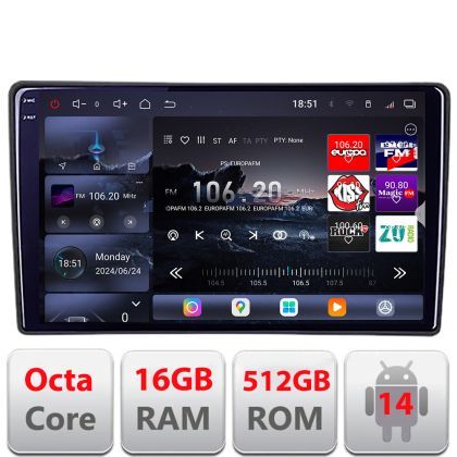 Navigatie Toyota Android radio gps internet 8 core QLED 2K 16+512 360 Edotec V1