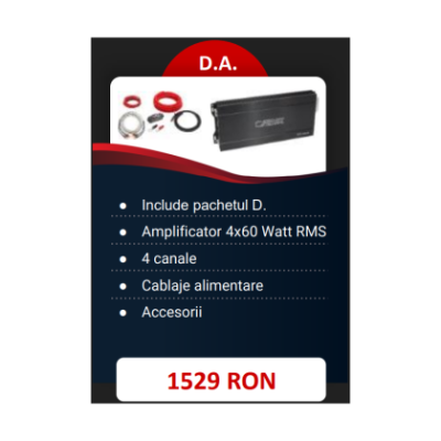 Pachet 2 Difuzoare Audio System Component CARBON 165 + 2 Difuzoare Carbon 165 Coaxiale + Amplificator 4X60Watt RMS