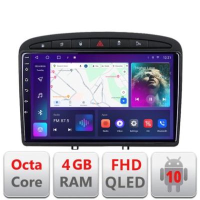 Navigatie Peugeot 308 Quad Core B-038 Android Ecran QLED octa core 4+64 carplay android auto KIT-038+EDT-E309V3