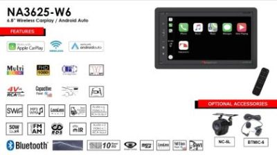 Receiver 2din cu carplay/android auto ecran 6,8 inch capacitiv 4X50W max , 3 preout 4V