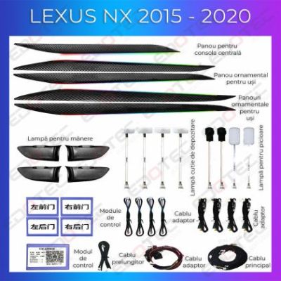 Lumini ambientale Lexus NX 2015-2021 set complet control telefon sau sistem original