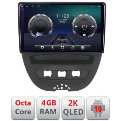 Navigatie Citroen C1 Peugeot 107 Toyota Aygo 2005-2014 Android ecran Qled 2K Octa core 4+32 KIT-C1+EDT-E410-2K v1