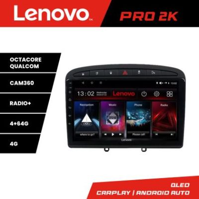 Navigatie Peugeot 308 Quad Core Lenovo Kit-038 8 core QLED 2K 4+64 360 Android Waze USB Navigatie Internet Youtube Radio