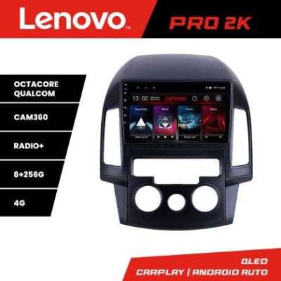 Navigatie Hyundai I30 2009-2012 clima manuala Lenovo Kit-I30AC 8 core QLED 2K 8+256 360 Android Waze USB Navigatie Internet Youtube Radio