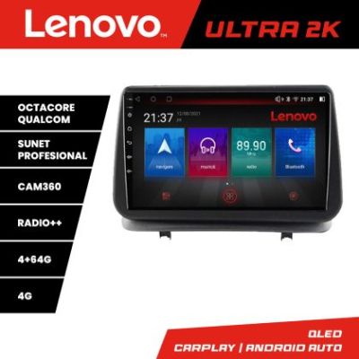 NavigatieRenault Clio 3 2005-2013 Lenovo Kit-Clio3 8 core QLED Qualcomm 4+64 360 Android Waze USB Navigatie Internet Youtube Radio