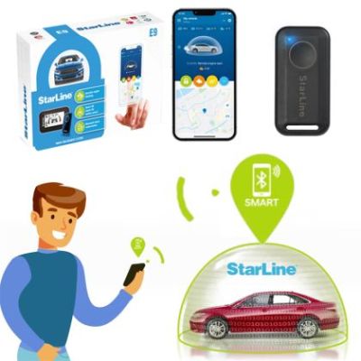 Alarmă auto smart Starline E9 v2 Mini cu tag, integrare CAN-OEM, functie pornire motor la distanță, pregatire pager, Bluetooth