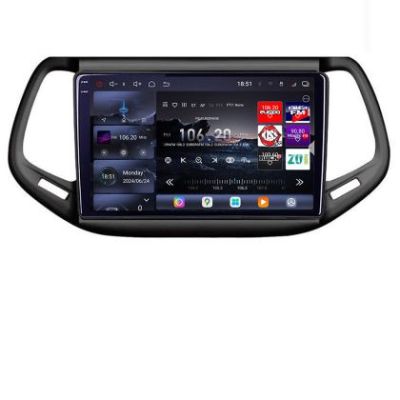 Navigatie Jeep Compass 2016+ Edotec Kit-739 8 core QLED 2K 16+512 360 Android Waze USB Navigatie Internet Youtube Radio