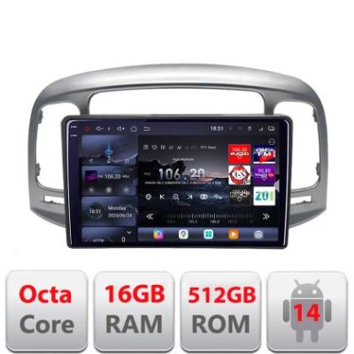 Navigatie Hyundai Accent 2006-2012 Edotec Kit-ACCENT 8 core QLED 2K 16+512 360 Android Waze USB Navigatie Internet Youtube Radio