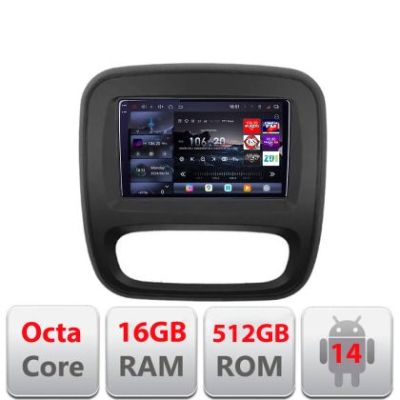 Navigatie Renault Trafic 2014-2017 Edotec Kit-rt09 8 core QLED 2K 16+512 360 Android Waze USB Navigatie Internet Youtube Radio v2