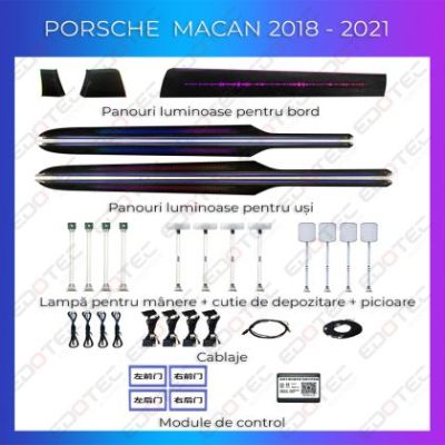 Lumini ambientale Porsche Macan 2018-2021 set complet cu trimuri control telefon sau sistem original